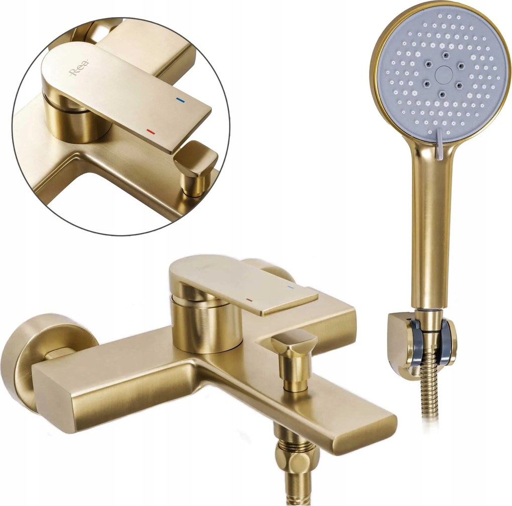 Kádtöltő csaptelep Verso Brush Gold fülhallgatóval, arany, szálcsiszolt