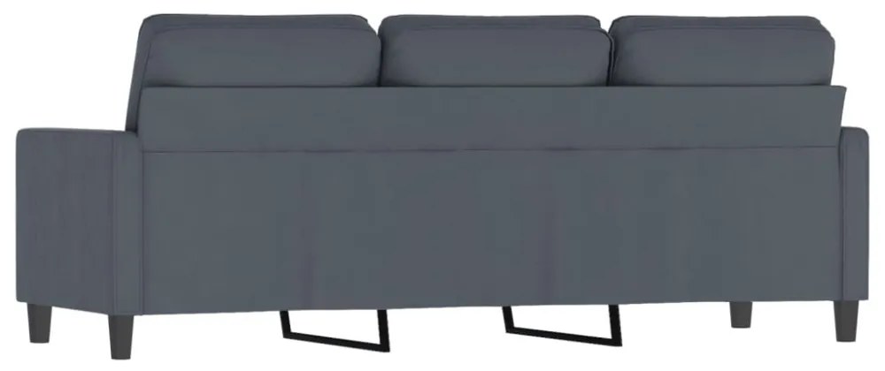 3 személyes sötétszürke bársony kanapé 180 cm