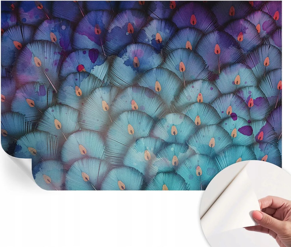 Öntapadós tapéta Divatos 3D fali ragasztóval Színes tollak 104x70 cm