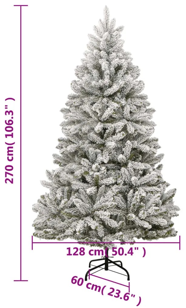 csuklópántos műkarácsonyfa hóval 270 cm