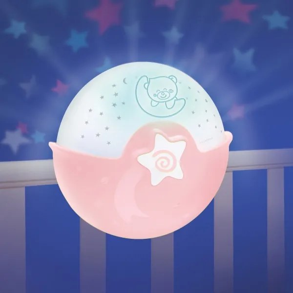 Infantino - Gyermek kislámpa projektorral 3xAA rózsaszín