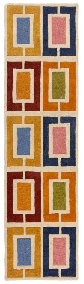 Kézi szövésű gyapjú futószőnyeg 60x230 cm Retro Blocks – Flair Rugs