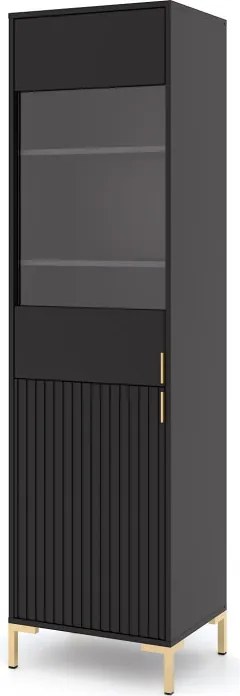 Vitrin szekrény 2 ajtós fekete / fekete matt színkombinációban – FLINN FL03