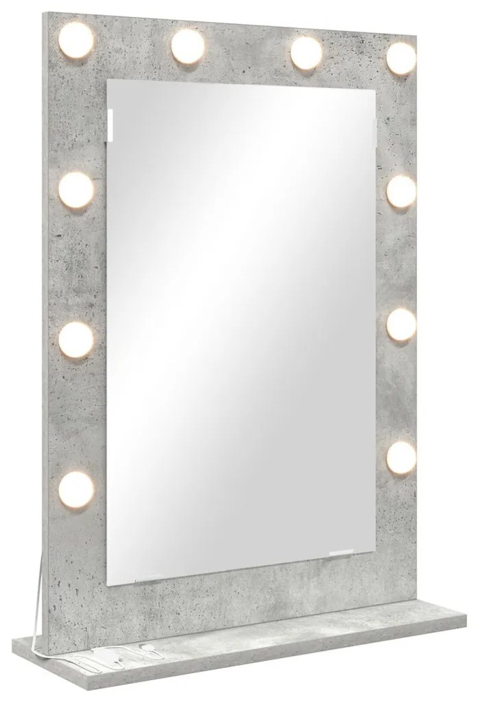 Toalett Tükör LED -es lámpákkal Beton Szürke 70 x 50 x 18 cm