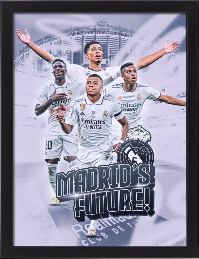 Real Madrid kép keretben Mbappé Jude Vini ajándék falikép 30x20 cm