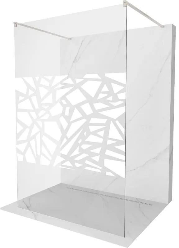 Mexen Kioto, Walk-In zuhanyparaván 130 x 200 cm, 8 mm átlátszó üveg fehér mintás, csiszolt acél profil, 800-130-002-97-85