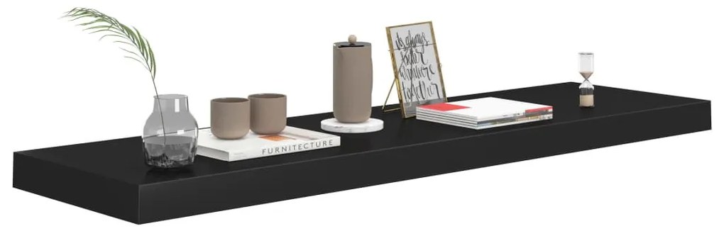 fekete MDF lebegő fali polc 90 x 23,5 x 3,8 cm