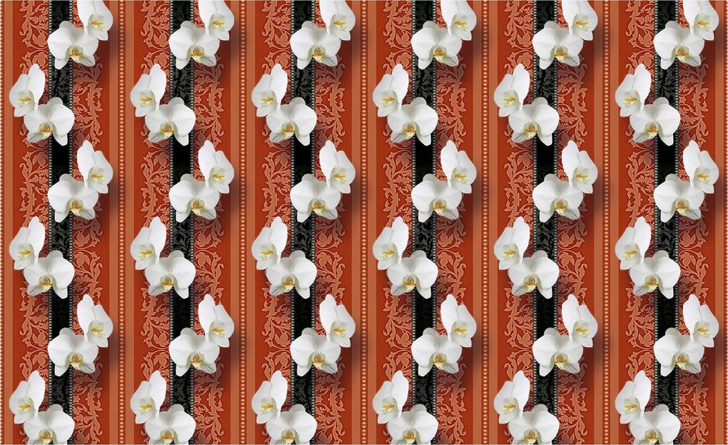 Fotótapéta Orchideák fehér, narancssárga alapon elegancia 368x254 +ragasztó