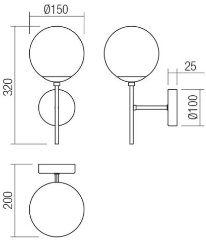 Redo 01-2942 - MUNDI falilámpa, 1xE14/28W/230V, réz/füstszínű