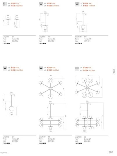 Redo 01-2728 - Csillár zsinóron PLATO 1xG9/10W/230V átm. 20 cm fekete