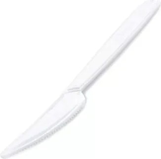 Kés, műanyag, többször használatos, 18 cm, 50 db Premium, fehér (KHMU359)
