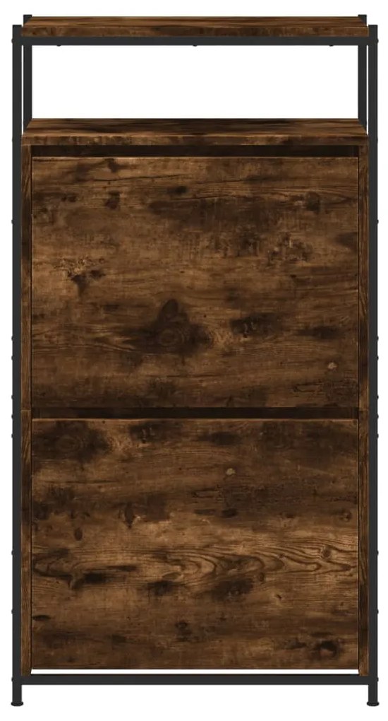 füstös tölgy színű szerelt fa cipőszekrény 60x34x112 cm