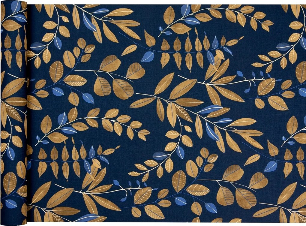 Fliz tapéta Levelek mintával, kék alapon