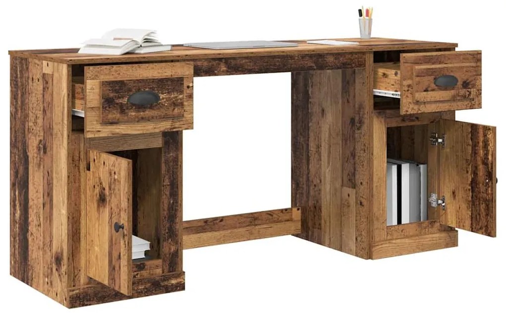 vidaXL Íróasztal szekrénnyel Öreg fa 154,5 x 50 x 75 cm Faanyag