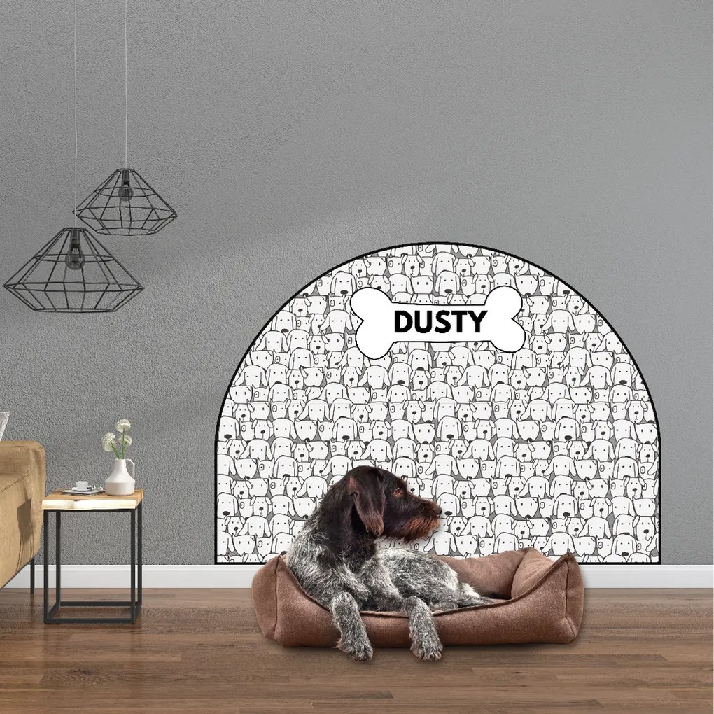 PIPPER. Védő textil falmatrica – Ív – Kutyák Méret: 120x96cm, Indíték: névvel