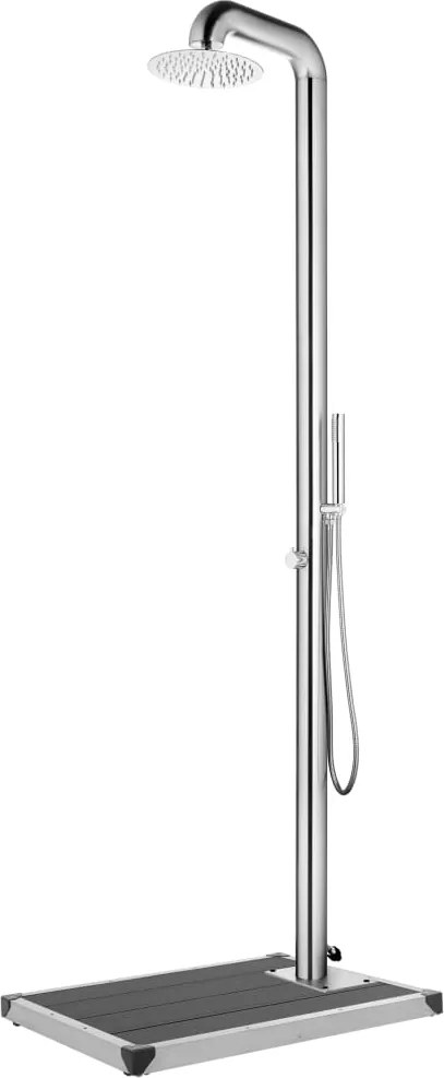vidaXL rozsdamentes acél kerti zuhany szürke aljjal 230 cm