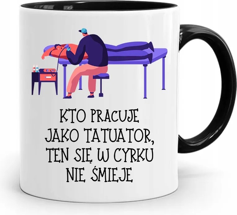 Tetováló Bögre Fekete, fényképes nyomtatással