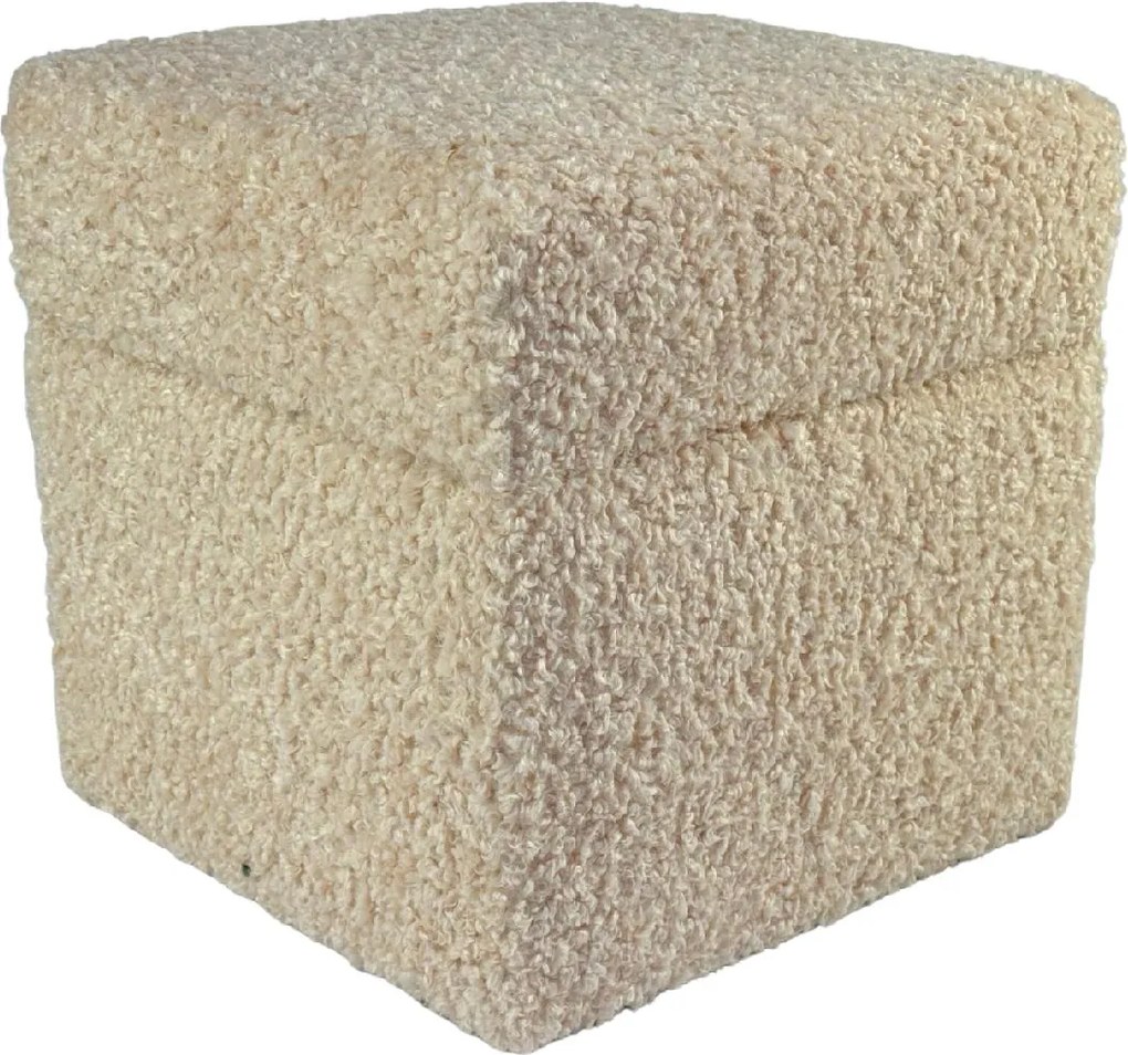 Négyzet alakú nyitható puff rolf teddy bouclé bárány bézs szín