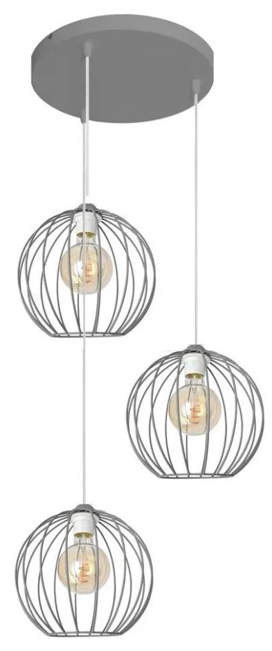 Csillár zsinóron MERCURE 3xE27/15W/230V szürke