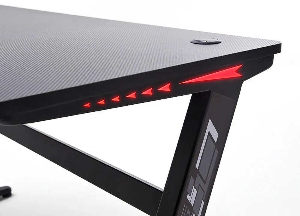 mcRACING Basic 5 gamer íróasztal fekete karbon optika borítással és beépített LED világítással