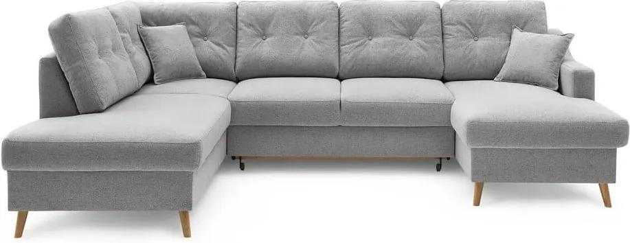 Sweden szürke-bézs kinyitható U alakú kanapé tárolóval, jobb oldali - Bobochic Paris