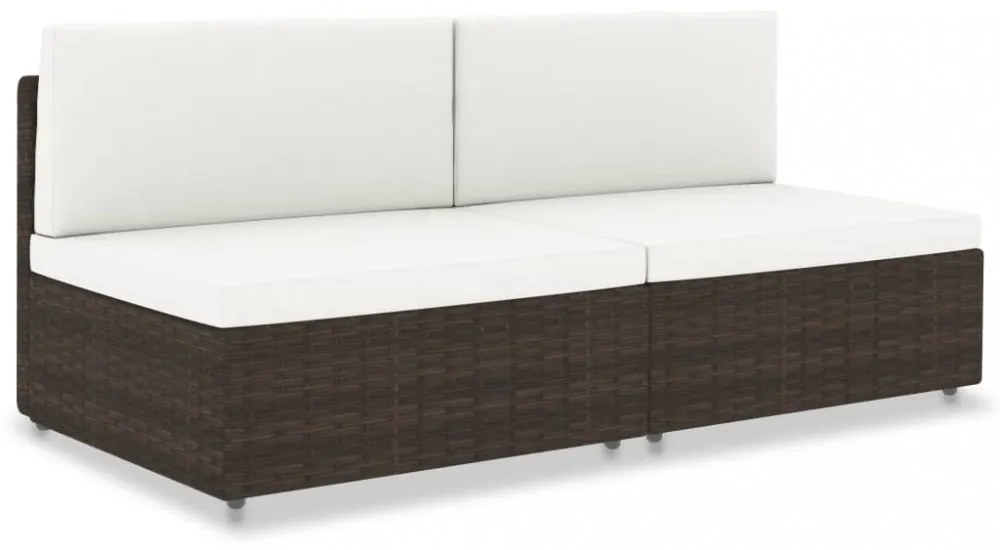 vidaXL 2 személyes barna elemes polyrattan kanapé