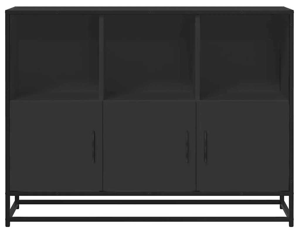fekete szerelt fa tálalószekrény 100x35x76 cm