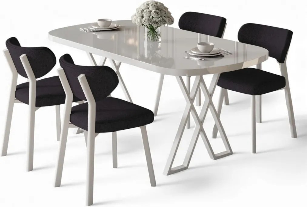 Axton étkezőgarnitúra, fehér-antracit, 168 cm – TR240CHR2702