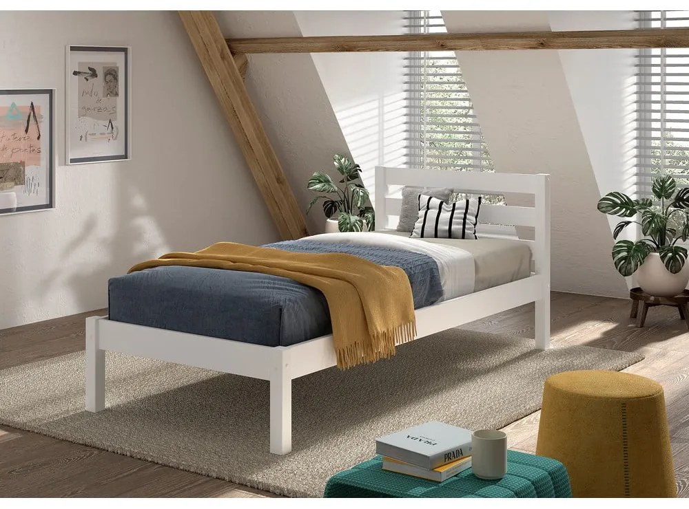 Fehér borovi fenyő gyerekágy ágyrács nélkül 90x200 cm Pino – Vipack