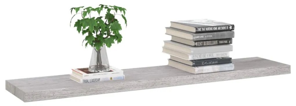 2 db betonszürke MDF lebegő fali polc 120 x 23,5 x 3,8 cm