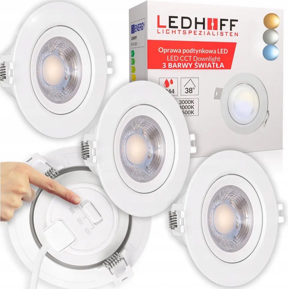 Led süllyesztett mennyezeti lámpa, spot, 3000K-6000K, 7W, állítható, fehér, 3 darabos szett