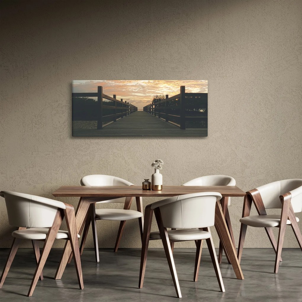 Egy fa móló képe a tó felett (120x50 cm)
