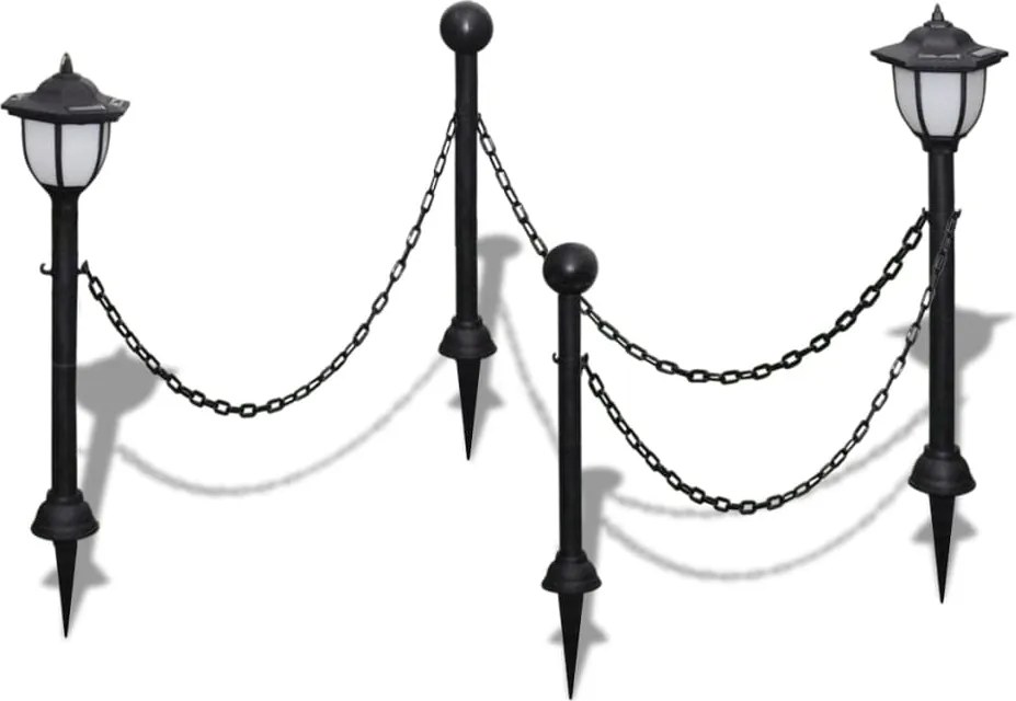 vidaXL Lánc Kerítés kültéri lámpával 2 LED Lámpa Két Pózna