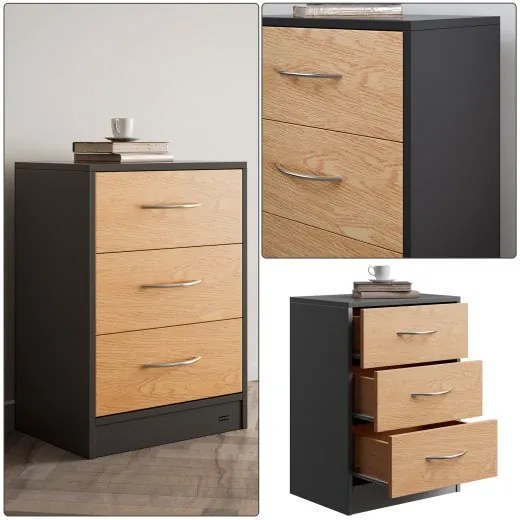 Casaria® Eloise éjjeliszekrény 54x39x28 cm - fa/szürke