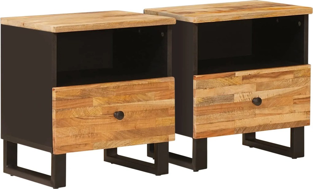 vidaXL Ágytároló szekrény 2 pcs Barna 40 x 33 x 46 cm Tömör Mangófát