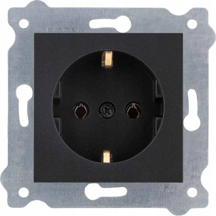Exen Schuko szimpla aljzat földelt 2P+E fekete metál 237/14E