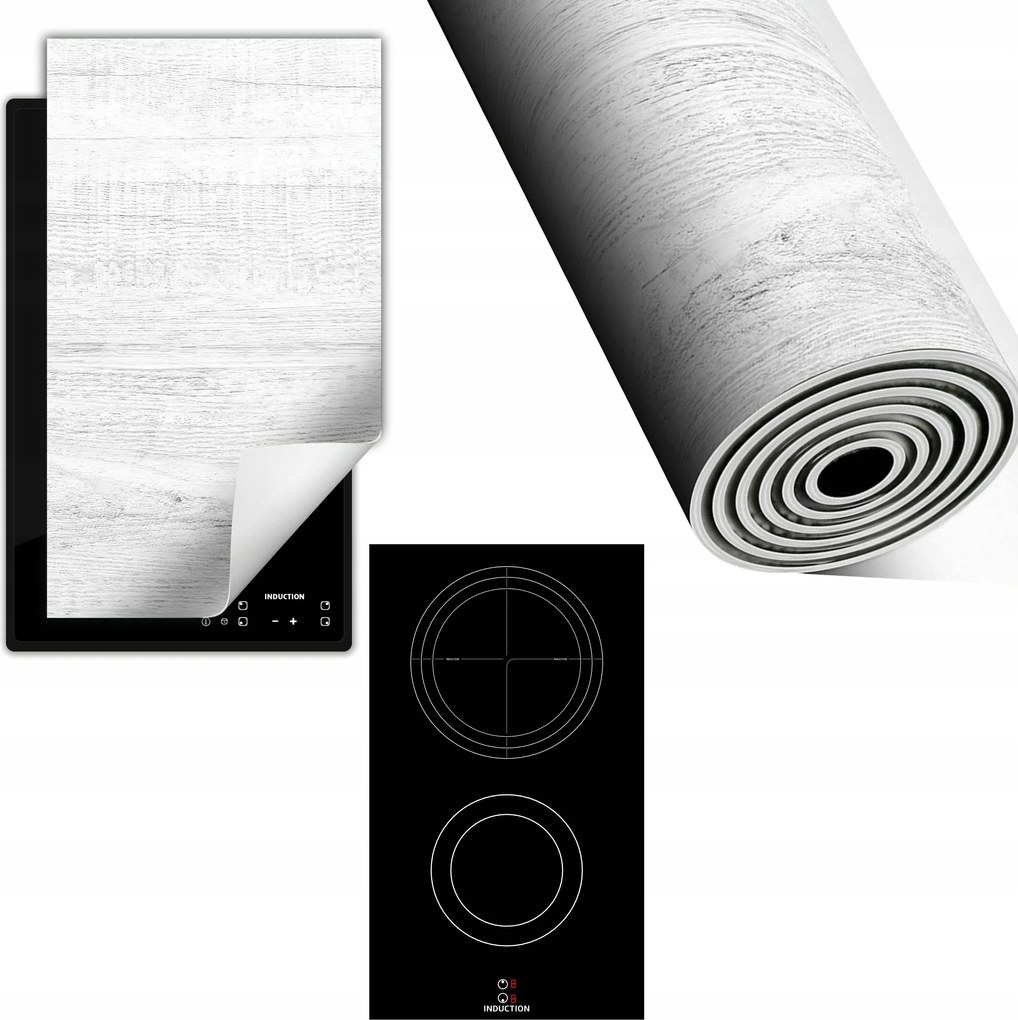 Indukciós Védőszőnyeg Konyhapult 30x52 fehér fa
