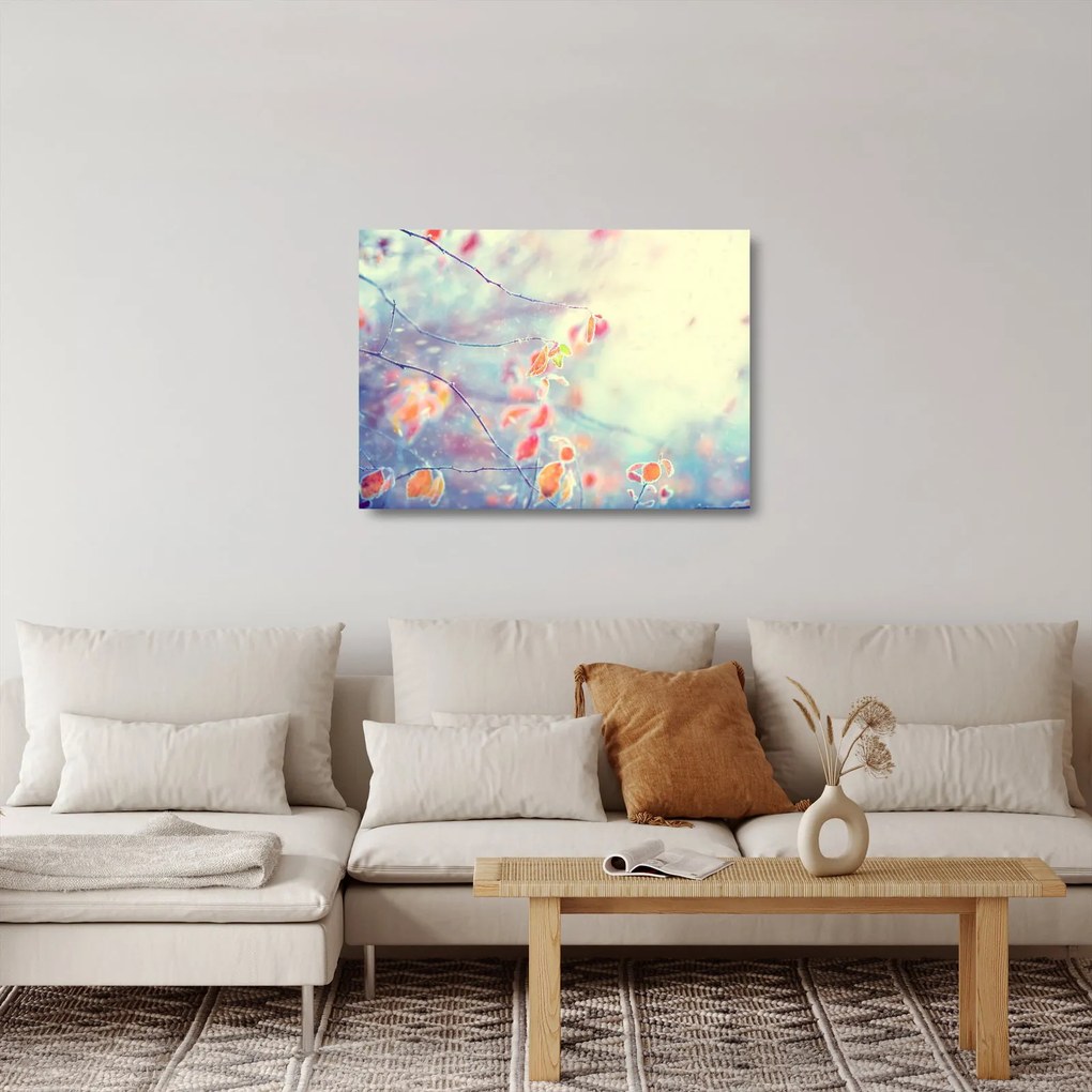 Kép - Levelek a jégben (üvegen) (70x50 cm)