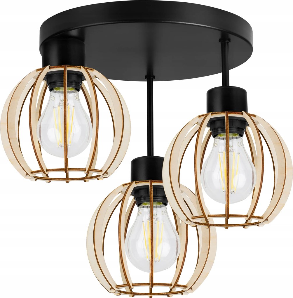 Mennyezeti Lámpa Lógó Hármas Csillár Fa Modern Boho Led