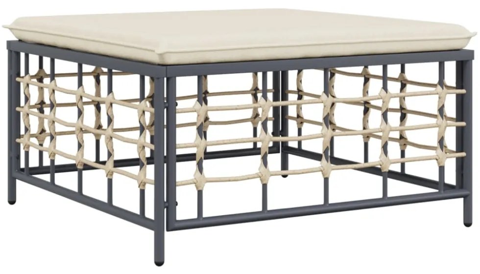 10 részes antracitszürke polyrattan kerti ülőgarnitúra párnával