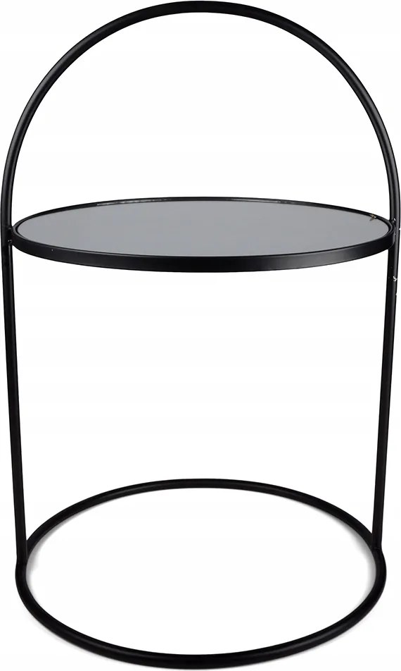 Dohányzóasztal Tükör Asztallap fekete matt átm. 42cm