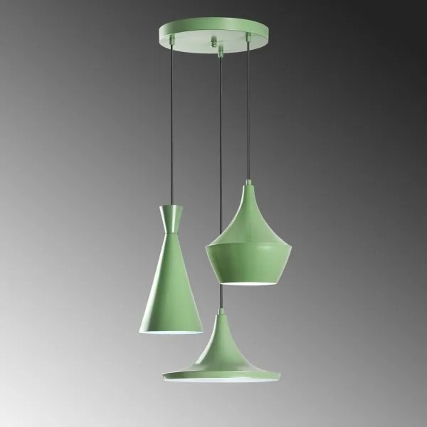 Kábelre függesztett csillár TOM 3xE27/40W/230V zöld