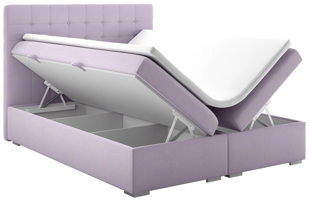 Franciaágy Boxspring 180 cm Clady (világos lila) (tárolóhellyel). 1020253