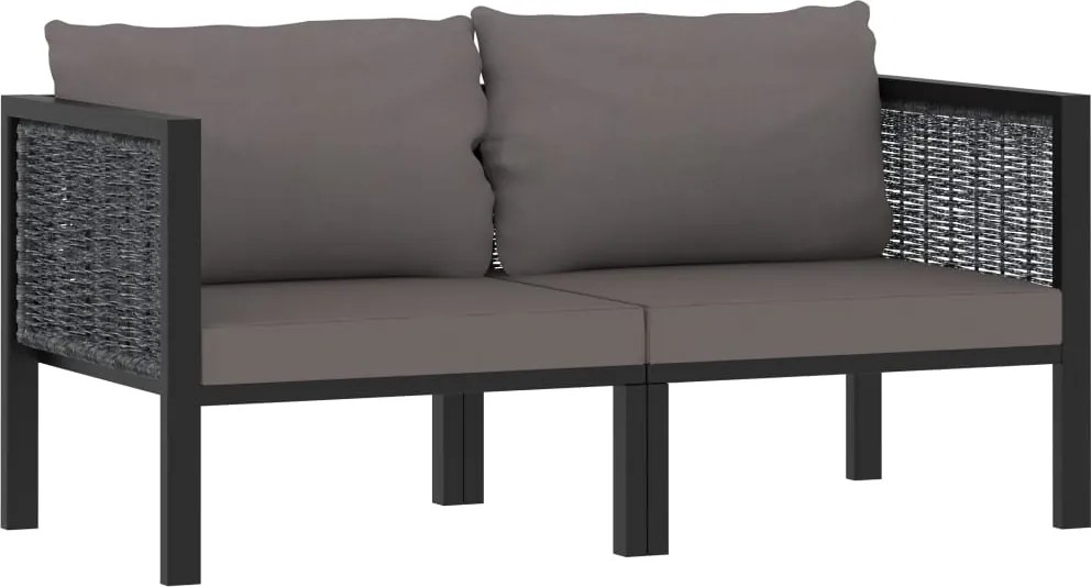 vidaXL kétszemélyes antracitszürke polyrattan kanapé párnákkal