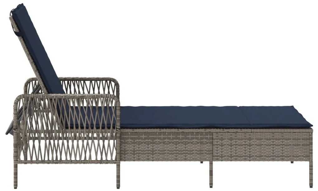 Napozóágy Szürke PE Rattan 157 x 55 x 92 cm Összecsukható