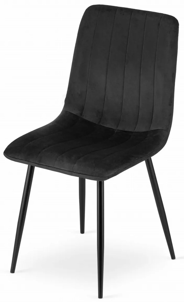 Fekete étkezőszék LAVA bársony fekete lábakkal