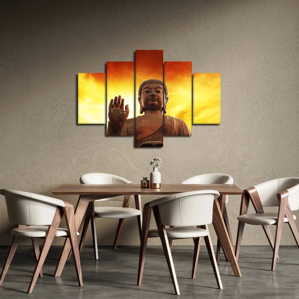 Kép - Buddha piros és sárga háttérrel (150x105 cm)