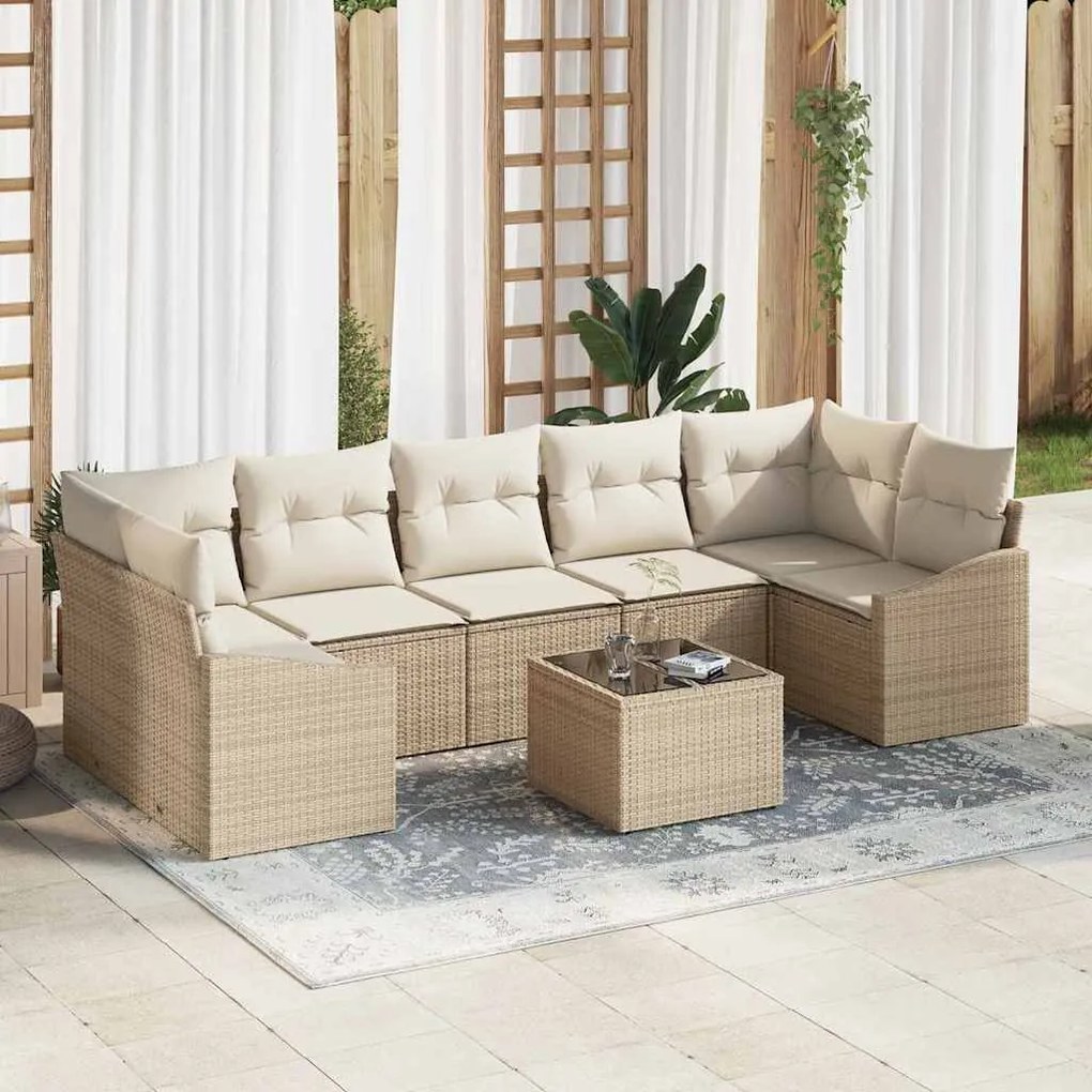 vidaXL Kanapé Szett párnával Beige és krém 55 x 55 x 37 cm polirattan