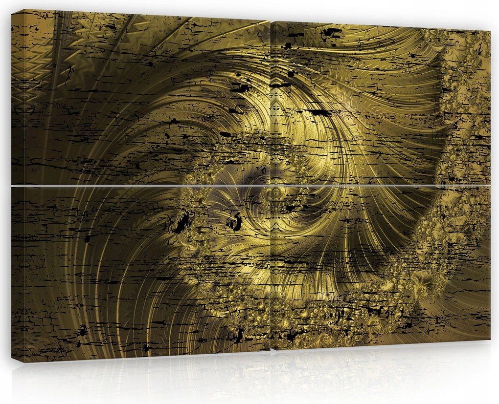 Vászonkép 120x80 Arany spirál fraktál absztrakt textúra dinamika mozgás arany
