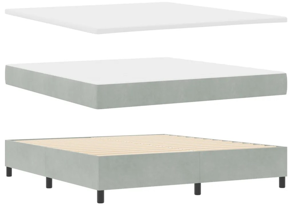 Boxspring Ágy Matrac és LED Világítás Szürke 180x200 cm Bársony